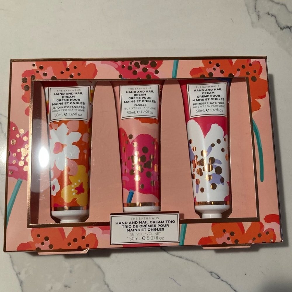 THE BATH HAUS Hand And Nail Cream Trio NIB